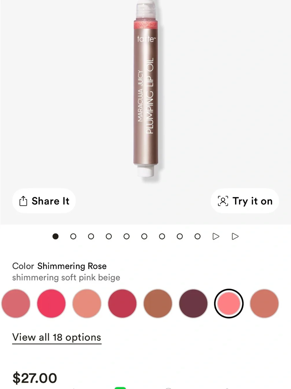tarte Maracuja Juicy Plumping Lip Oil in Shimmering Rose